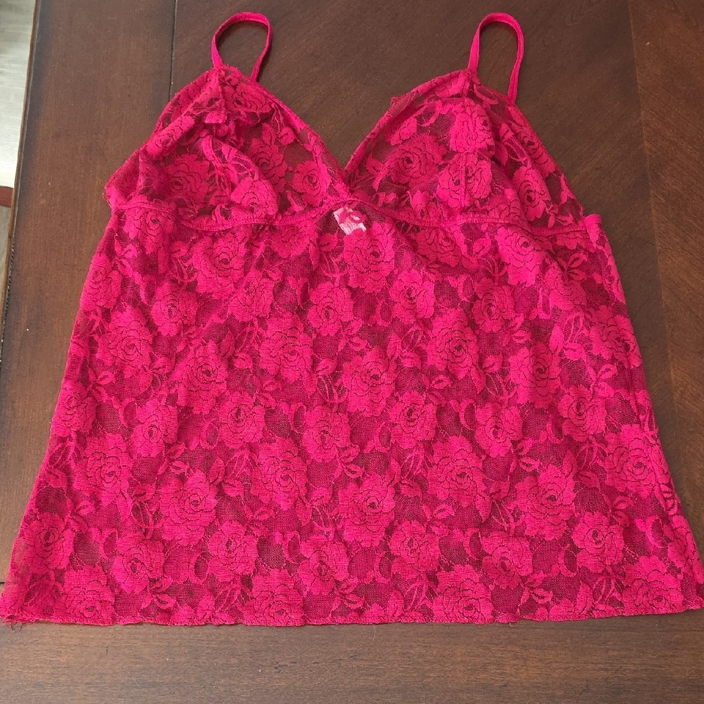 (J31) Chantilace  Lace Chemise in Red